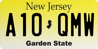 NJ license plate A10QMW