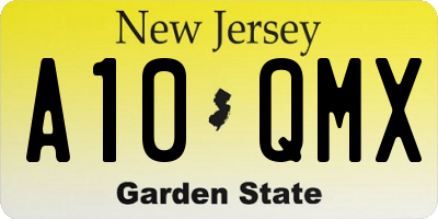 NJ license plate A10QMX