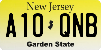 NJ license plate A10QNB