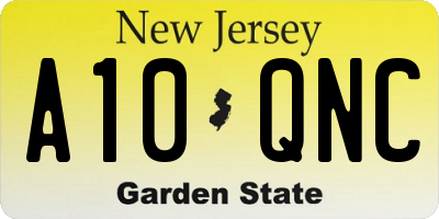 NJ license plate A10QNC