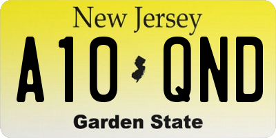 NJ license plate A10QND