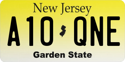 NJ license plate A10QNE