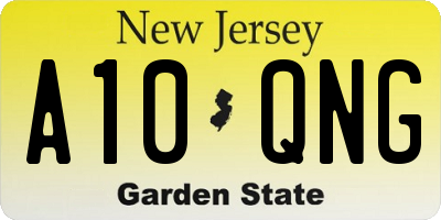 NJ license plate A10QNG