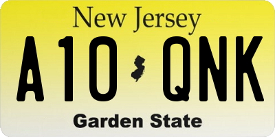 NJ license plate A10QNK