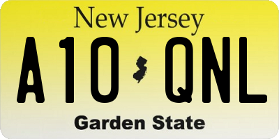 NJ license plate A10QNL