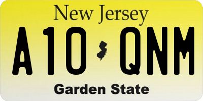 NJ license plate A10QNM