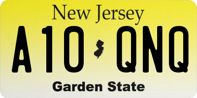 NJ license plate A10QNQ