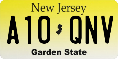 NJ license plate A10QNV