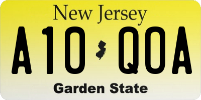 NJ license plate A10QOA