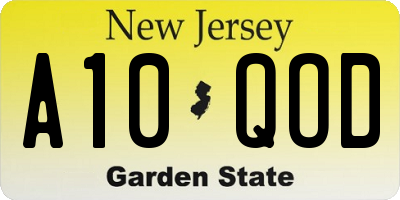 NJ license plate A10QOD