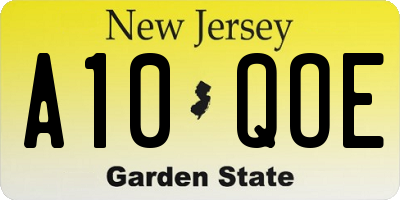 NJ license plate A10QOE