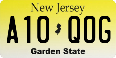 NJ license plate A10QOG