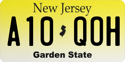 NJ license plate A10QOH