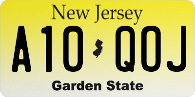 NJ license plate A10QOJ