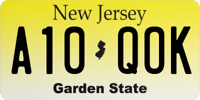 NJ license plate A10QOK