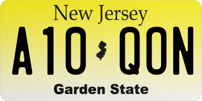 NJ license plate A10QON