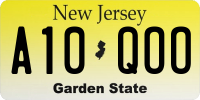 NJ license plate A10QOO