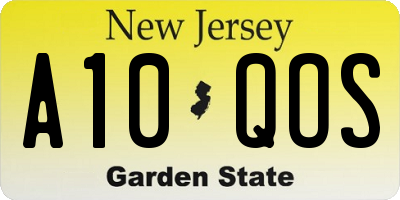 NJ license plate A10QOS