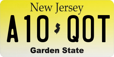 NJ license plate A10QOT