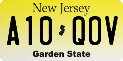 NJ license plate A10QOV