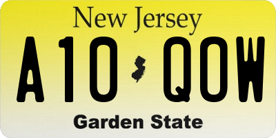 NJ license plate A10QOW