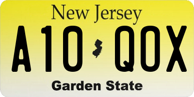 NJ license plate A10QOX