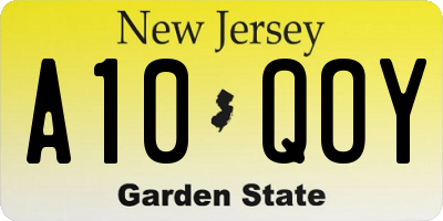 NJ license plate A10QOY