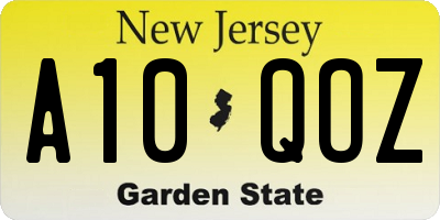 NJ license plate A10QOZ