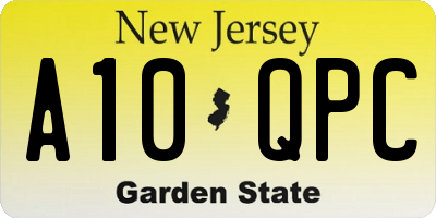 NJ license plate A10QPC