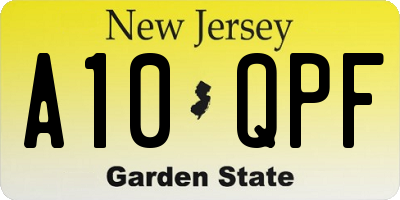 NJ license plate A10QPF