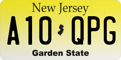 NJ license plate A10QPG