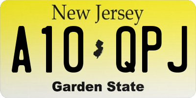 NJ license plate A10QPJ