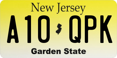 NJ license plate A10QPK