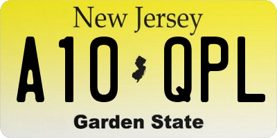 NJ license plate A10QPL