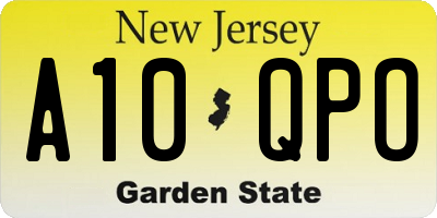 NJ license plate A10QPO