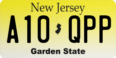 NJ license plate A10QPP