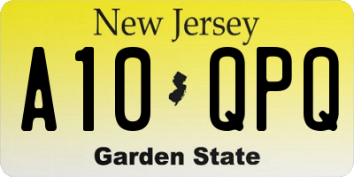 NJ license plate A10QPQ