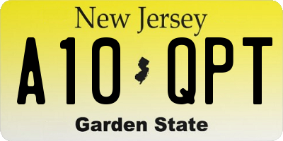 NJ license plate A10QPT