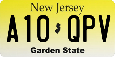 NJ license plate A10QPV