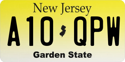 NJ license plate A10QPW