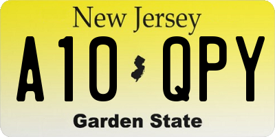 NJ license plate A10QPY