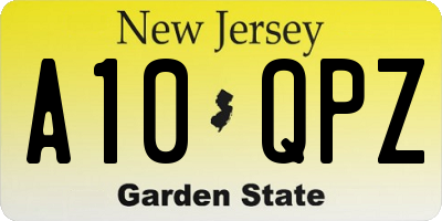 NJ license plate A10QPZ