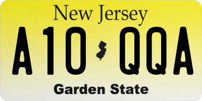 NJ license plate A10QQA