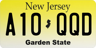 NJ license plate A10QQD