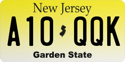 NJ license plate A10QQK