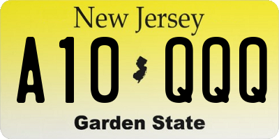 NJ license plate A10QQQ