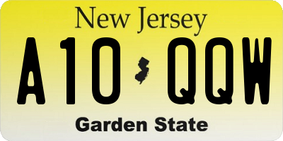 NJ license plate A10QQW