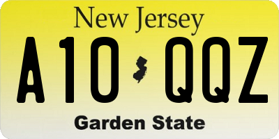 NJ license plate A10QQZ