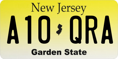 NJ license plate A10QRA