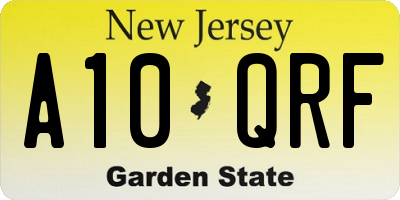 NJ license plate A10QRF